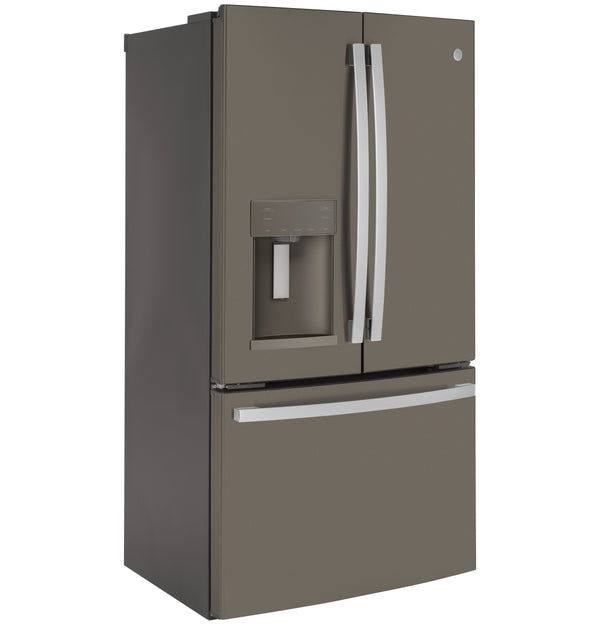 GE Counter-Depth 22.2-cu ft 3 -Door French Door Refrigerator with Ice Maker with Water and Ice Dispenser ( Slate ) ENERGY STAR Certified