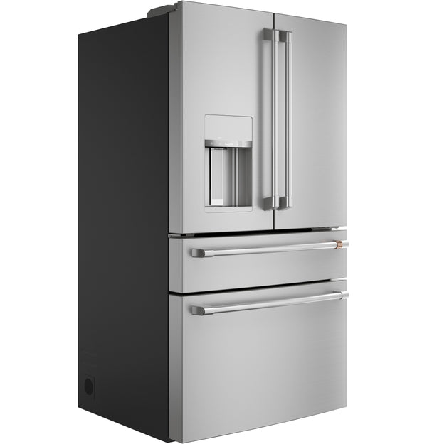 Cafe Standard-Depth 27.8-cu ft 4 -Door Smart Compatible French Door Refrigerator with Ice Maker with Water and Ice Dispenser ( Stainless Steel ) ENERGY STAR Certified