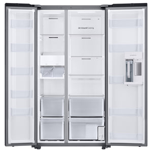 Samsung Bespoke Beverage Center 22.6-cu ft Counter-Depth Side-by-Side Refrigerator Smart Compatible with Dual Ice Maker and Water Dispenser ( Stainless Steel ) ENERGY STAR Certified