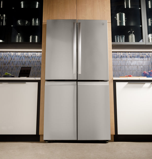 GE Profile Standard-Depth 28-cu ft 4 -Door Smart Compatible French Door Refrigerator with Ice Maker with Water Dispenser and Door within Door ( Fingerprint-resistant Stainless Steel ) ENERGY STAR Certified