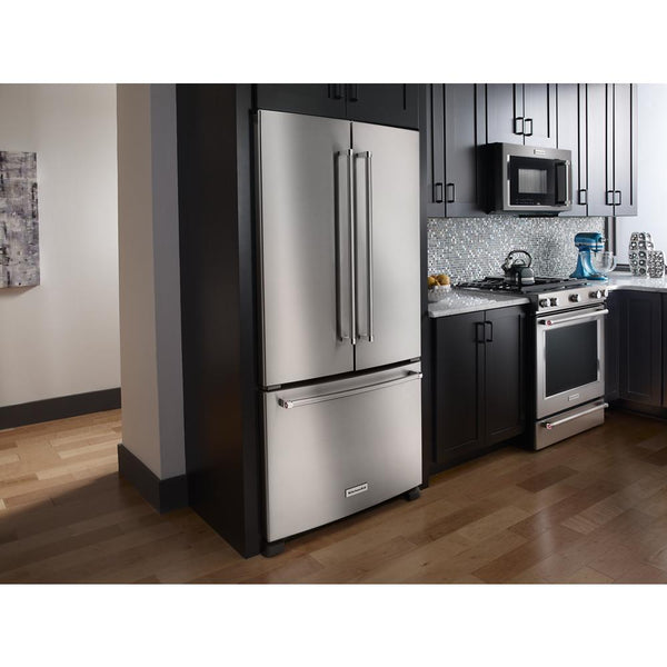 KitchenAid Counter-Depth 21.9000-cu ft 3 -Door French Door Refrigerator with Ice Maker with Water Dispenser ( Stainless steel )