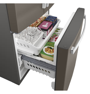 GE Standard-Depth 24.8-cu ft 3 -Door French Door Refrigerator with Ice Maker with Water Dispenser ( Slate ) ENERGY STAR Certified