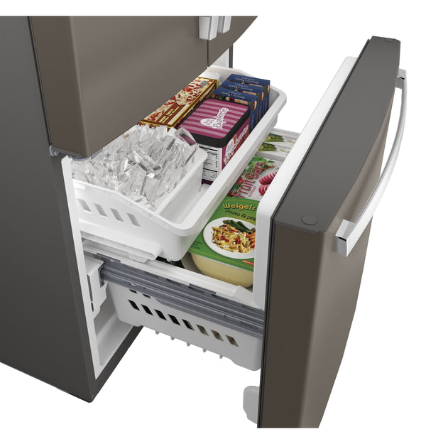 GE Standard-Depth 24.8-cu ft 3 -Door French Door Refrigerator with Ice Maker with Water Dispenser ( Slate ) ENERGY STAR Certified