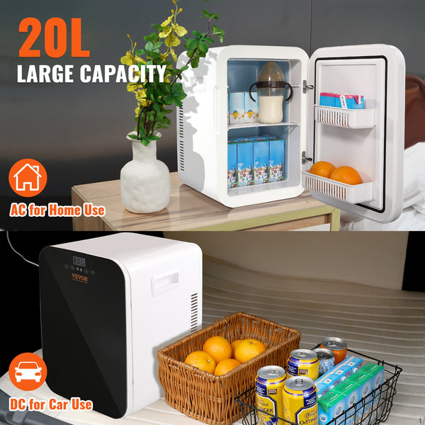 VEVOR 20 L 12 V Digital Mini Fridge 0.706-cu ft with Freezer ( Black Aluminum Liner ) Garage Ready