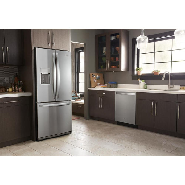 Whirlpool Standard-Depth 19.7-cu ft 3 -Door French Door Refrigerator with Ice Maker with Water Dispenser ( Fingerprint Resistant Stainless Steel )
