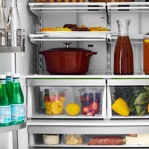 ZLINE KITCHEN & BATH Counter-Depth 22.5-cu ft 4 -Door French Door Refrigerator with Ice Maker ( Stainless Steel with flat Champagne Bronze Accent Handles ) ENERGY STAR Certified