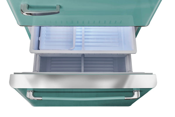 UNIQUE Classic Retro 17.7-cu ft Counter-Depth Bottom-Freezer Refrigerator with Ice Maker ( Ocean Mist Turquoise ) ENERGY STAR Certified