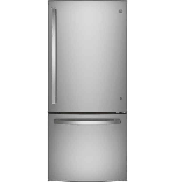 GE 20.9-cu ft Standard-Depth Bottom-Freezer Refrigerator with Ice Maker ( Stainless steel ) ENERGY STAR Certified