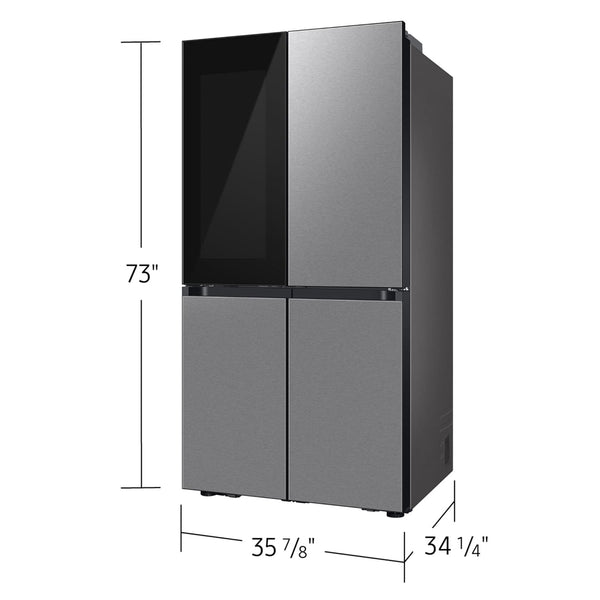 Samsung Bespoke Standard-Depth Beverage Center 28.6-cu ft 4 -Door Smart Compatible French Door Refrigerator with Dual Ice Maker with Water Dispenser and Door within Door ( Stainless steel ) ENERGY STAR Certified