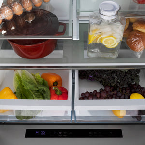 ZLINE KITCHEN & BATH Counter-Depth Autograph Edition 21.6-cu ft 4 -Door French Door Refrigerator with Ice Maker with Water Dispenser ( Fingerprint Resistant Stainless Steel with Champagne Bronze accent Handles ) ENERGY STAR Certified