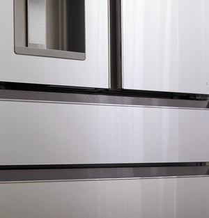 Cafe Standard-Depth Modern Glass 27.8-cu ft 4 -Door Smart Compatible French Door Refrigerator with Ice Maker with Water and Ice Dispenser ( Platinum Glass ) ENERGY STAR Certified