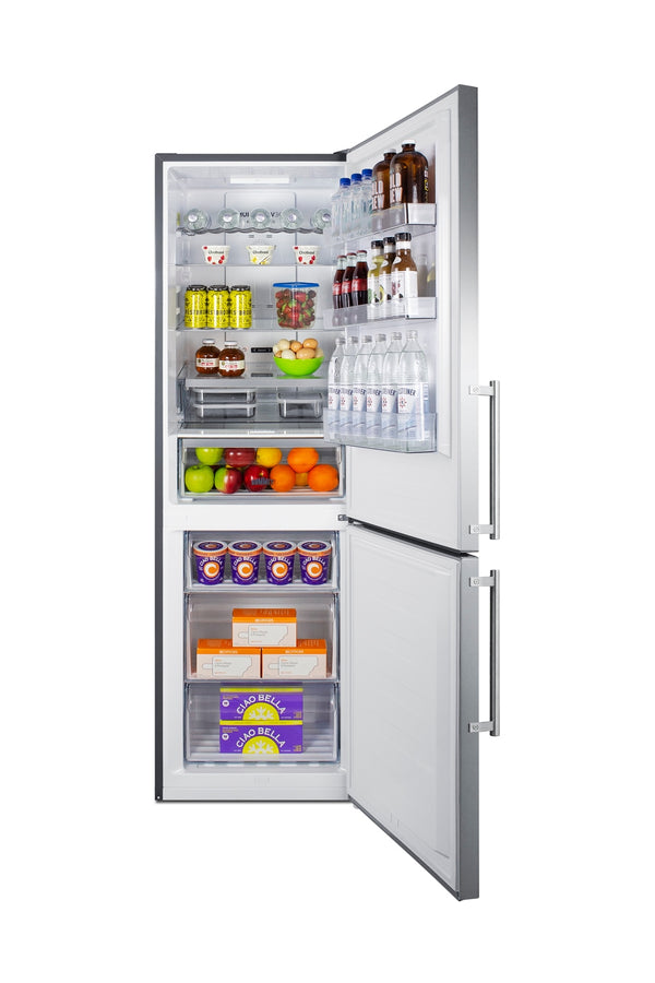 Summit Appliance 10.6-cu ft Counter-Depth Bottom-Freezer Refrigerator Stainless steel doors and gray cabinet ) ENERGY STAR Certified