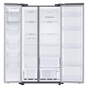 Samsung 28-cu ft Side-by-Side Refrigerator Smart Compatible with Ice Maker with Ice Dispenser ( Fingerprint Resistant Stainless Steel )