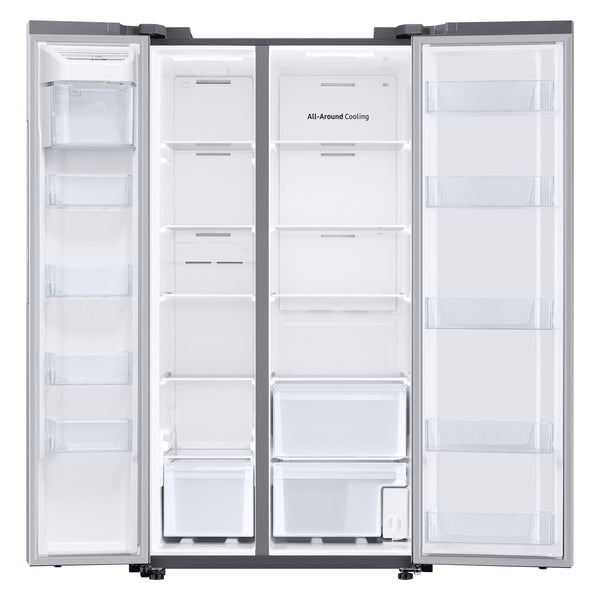 Samsung 28-cu ft Side-by-Side Refrigerator Smart Compatible with Ice Maker with Ice Dispenser ( Fingerprint Resistant Stainless Steel )