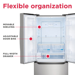 Frigidaire Gallery Standard-Depth 20-cu ft 3 -Door French Door Refrigerator with Ice Maker with Water Dispenser ( Smudge-Proof Stainless Steel ) ENERGY STAR Certified