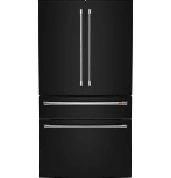 Cafe Standard-Depth 28.7-cu ft 4 -Door Smart Compatible French Door Refrigerator with Ice Maker with Water Dispenser ( Matte Black ) ENERGY STAR Certified