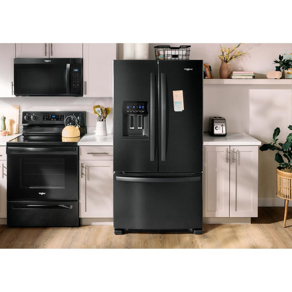 Whirlpool Standard-Depth 24.7-cu ft 3 -Door French Door Refrigerator with Ice Maker with Water and Ice Dispenser ( Black ) ENERGY STAR Certified
