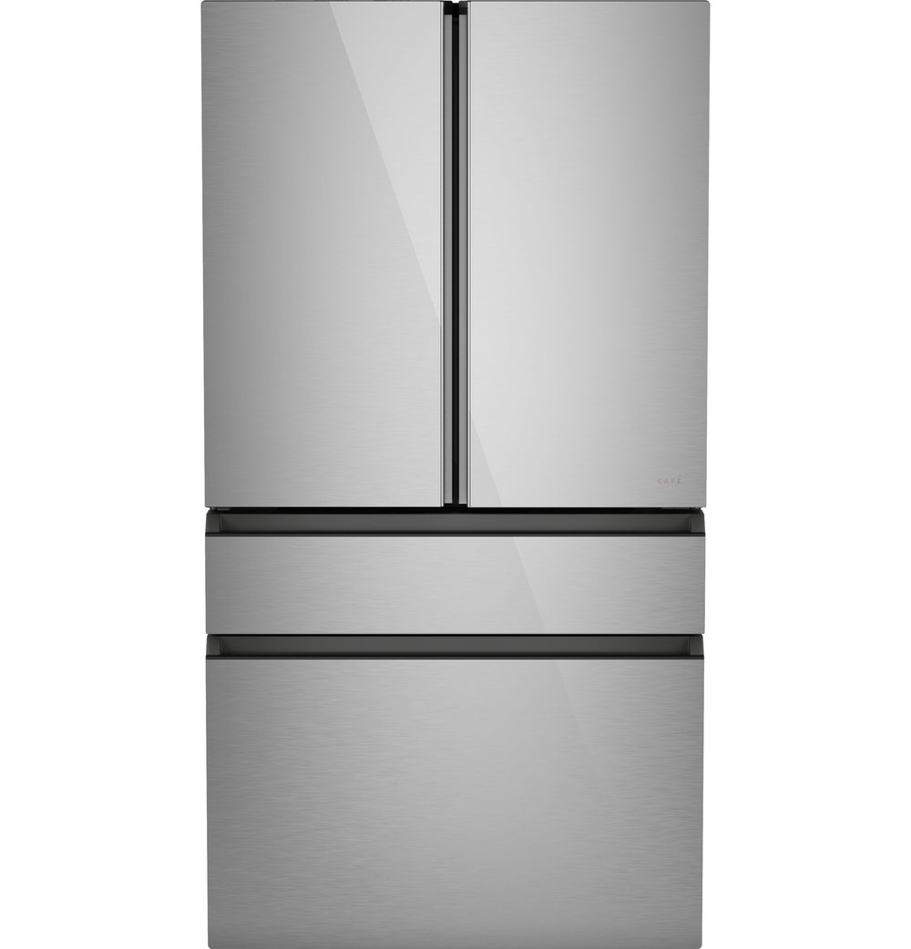 Cafe Counter-Depth 23.2-cu ft 4 -Door Smart Compatible French Door Refrigerator with Ice Maker with Water Dispenser ( Platinum Glass ) ENERGY STAR Certified