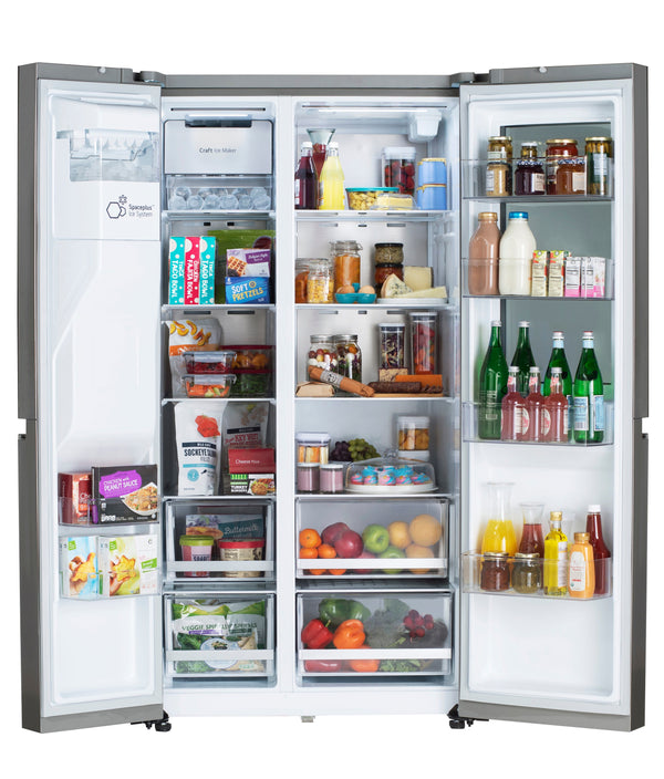 LG InstaView Craft Ice 27.1-cu ft Side-by-Side Refrigerator Smart Compatible with Dual Ice Maker ,Water and Ice Dispenser ( PrintProof Stainless Steel ) ENERGY STAR Certified