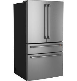 Cafe Counter-Depth 23.2-cu ft 4 -Door Smart Compatible French Door Refrigerator with Ice Maker with Water Dispenser ( Stainless Steel ) ENERGY STAR Certified