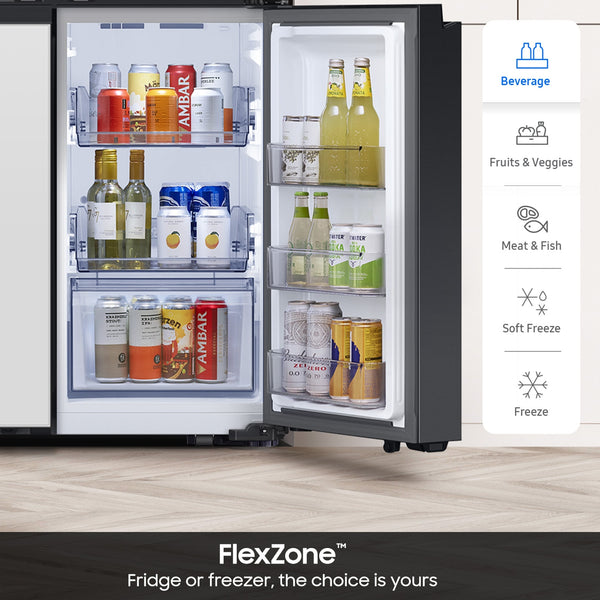 Samsung Bespoke Standard-Depth Beverage Center 28.6-cu ft 4 -Door Smart Compatible French Door Refrigerator with Dual Ice Maker with Water Dispenser and Door within Door ( Panels Sold Separately ) ENERGY STAR Certified
