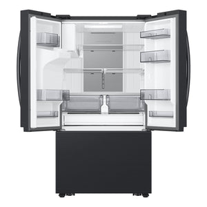 Samsung Standard-Depth Mega Capacity 30.5-cu ft 3 -Door Smart Compatible French Door Refrigerator Triple with Water and Ice Dispenser ( Matte Black Stainless ) ENERGY STAR Certified
