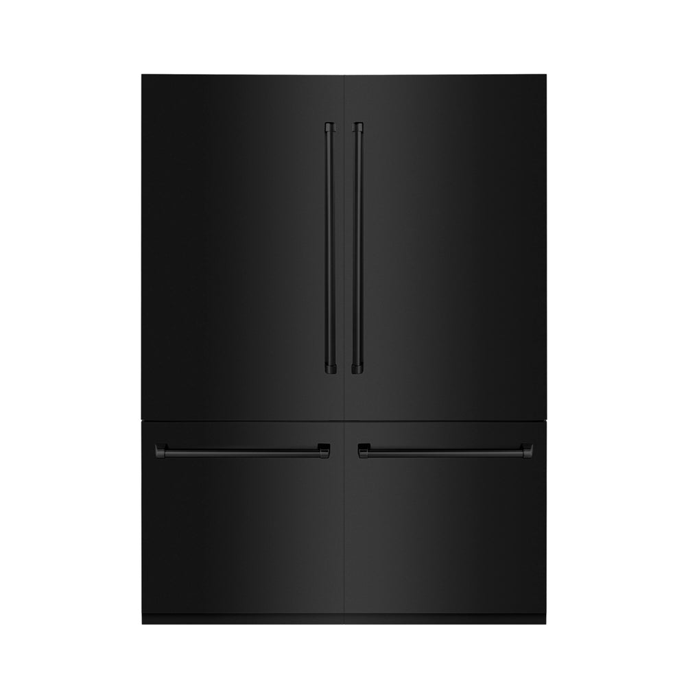 ZLINE KITCHEN & BATH Counter-Depth 32.2-cu ft 4 -Door Built-In French Door Refrigerator with Ice Maker with Water Dispenser ( Black Stainless Steel with Black Stainless Steel Panel ) ENERGY STAR Certified