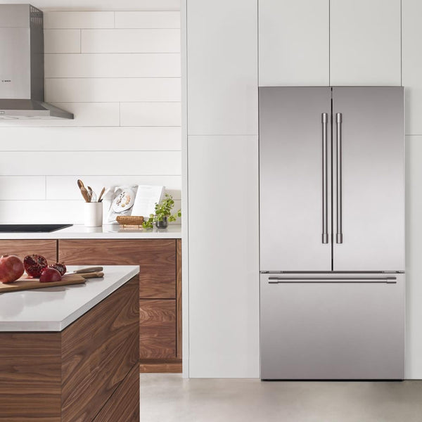 Bosch Counter-Depth 800 Series 21-cu ft 3 -Door French Door Refrigerator with Ice Maker with Water Dispenser ( Stainless steel ) ENERGY STAR Certified