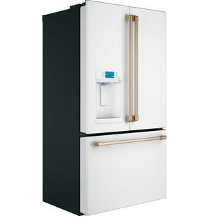 Cafe Counter-Depth 22.2-cu ft 3 -Door Smart Compatible French Door Refrigerator with Ice Maker with Water and Ice Dispenser ( Matte White ) ENERGY STAR Certified