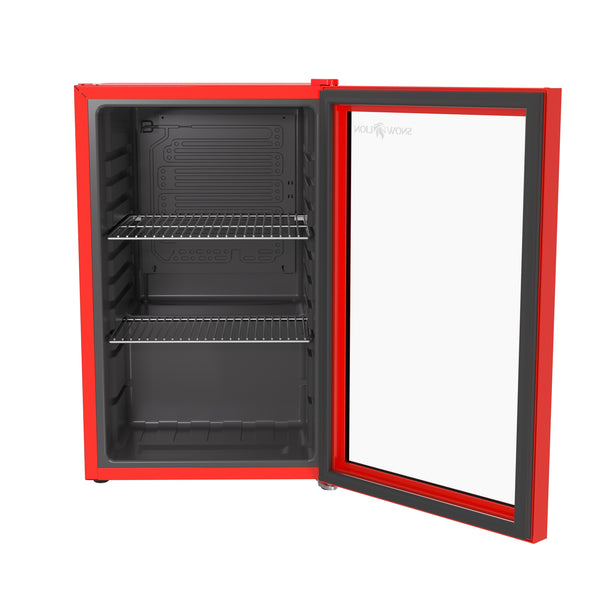 SnowLion Premium 69L Beverage Glass Door 2.4-cu ft Mini Fridge ( Red ) Garage Ready