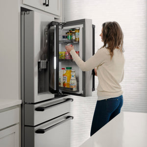 ZLINE KITCHEN & BATH Counter-Depth 21.6-cu ft 4 -Door French Door Refrigerator with Ice Maker with Water Dispenser ( Fingerprint Resistant Stainless Steel with Matte Black accent Handles ) ENERGY STAR Certified