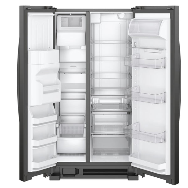 Whirlpool In-Door Can Caddy 21.4-cu ft Side-by-Side Refrigerator with Ice Maker ,Water and Ice Dispenser ( Fingerprint Resistant Black Stainless )