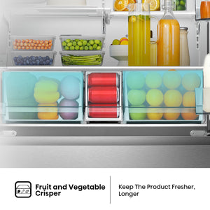 Hisense PureFlat Standard-Depth 25.6-cu ft 4 -Door Smart Compatible French Door Refrigerator with Ice Maker with Water and Ice Dispenser ( Stainless steel ) ENERGY STAR Certified