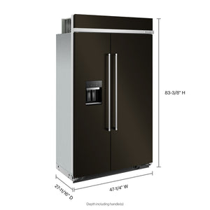 KitchenAid 25.1-cu ft Counter-Depth Side-by-Side Refrigerator Built-In ,Water and Ice Dispenser ( Black Stainless Steel with PrintShield Finish ) ENERGY STAR Certified