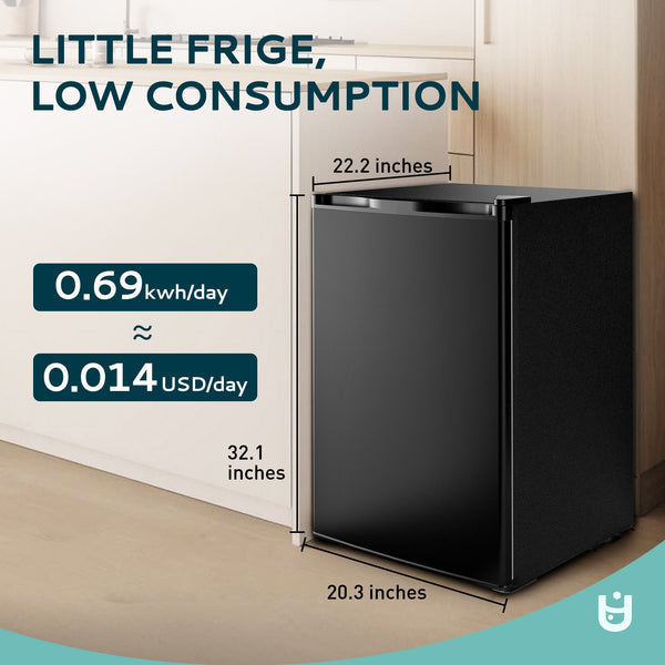 Euhomy 4.4-cu ft Built-In Mini Fridge with Freezer ( Black ) Garage Ready