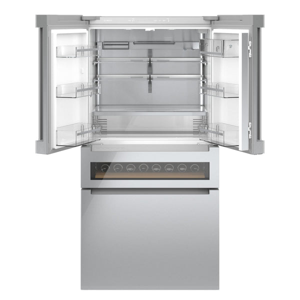 Bosch Counter-Depth 800 Series 21-cu ft 4 -Door French Door Refrigerator with Ice Maker ( Stainless steel ) ENERGY STAR Certified