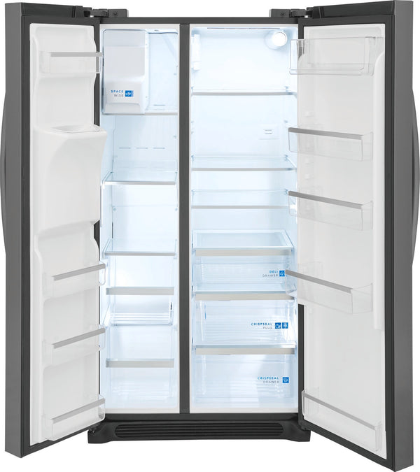 Frigidaire Gallery 22.3-cu ft Counter-Depth Side-by-Side Refrigerator with Ice Maker ,Water and Ice Dispenser ( Fingerprint Resistant Black Stainless Steel ) ENERGY STAR Certified