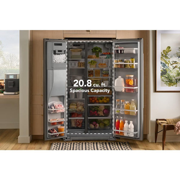 KitchenAid 20.85-cu ft Counter-Depth Side-by-Side Refrigerator with Ice Maker ,Water and Ice Dispenser ( Fingerprint Resistant Stainless Steel ) ENERGY STAR Certified