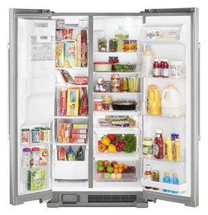 Maytag 24.5-cu ft Side-by-Side Refrigerator with Ice Maker ,Water and Ice Dispenser ( Fingerprint Resistant Stainless Steel )