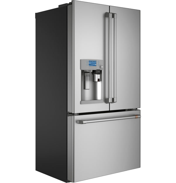 Cafe Counter-Depth Keurig K-Cup Brewing 22.2-cu ft 3 -Door Smart Compatible French Door Refrigerator with Ice Maker with Water and Ice Dispenser ( Stainless Steel ) ENERGY STAR Certified