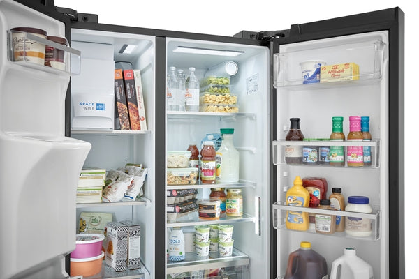 Frigidaire Gallery 22.3-cu ft Counter-Depth Side-by-Side Refrigerator with Ice Maker ,Water and Ice Dispenser ( Fingerprint Resistant Black Stainless Steel ) ENERGY STAR Certified