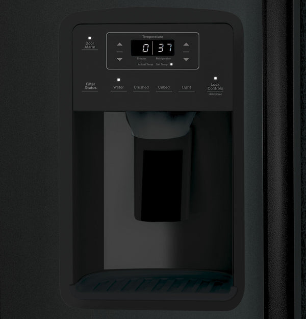 GE 25.3-cu ft Side-by-Side Refrigerator with Ice Maker ,Water and Ice Dispenser ( Black ) ENERGY STAR Certified