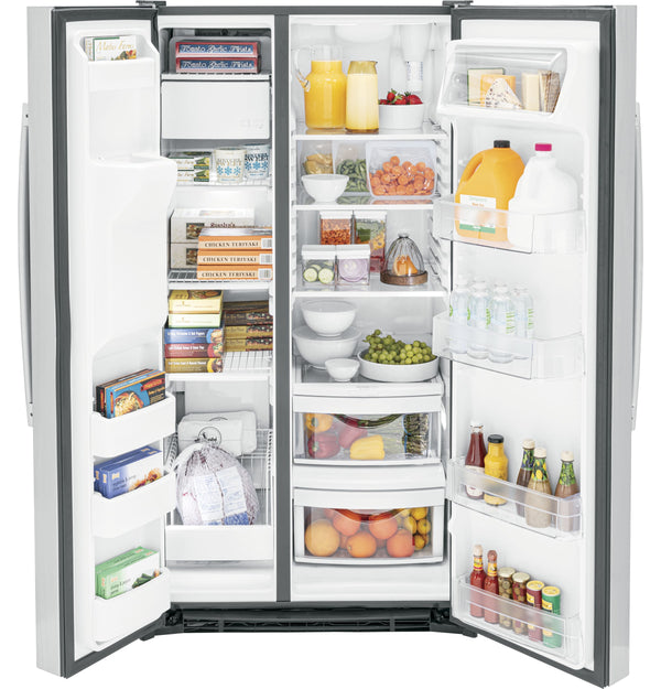GE 25.3-cu ft Side-by-Side Refrigerator with Ice Maker ,Water and Ice Dispenser ( Stainless steel ) ENERGY STAR Certified