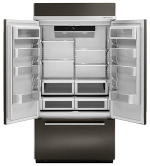 KitchenAid Standard-Depth 24.2-cu ft 3 -Door Built-In French Door Refrigerator with Ice Maker ( Black Stainless with PRINTSHIELD ) ENERGY STAR Certified