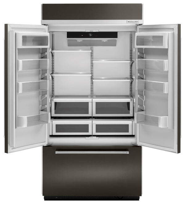 KitchenAid Standard-Depth 24.2-cu ft 3 -Door Built-In French Door Refrigerator with Ice Maker ( Black Stainless with PRINTSHIELD ) ENERGY STAR Certified