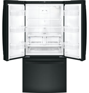 GE Standard-Depth 24.8-cu ft 3 -Door French Door Refrigerator with Ice Maker with Water Dispenser ( Black ) ENERGY STAR Certified