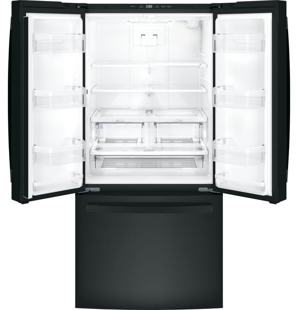 GE Standard-Depth 24.8-cu ft 3 -Door French Door Refrigerator with Ice Maker with Water Dispenser ( Black ) ENERGY STAR Certified