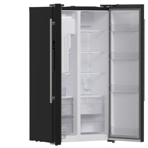 FORNO Salerno 20-cu ft Counter-Depth Side-by-Side Refrigerator with Ice Maker ,Water and Ice Dispenser ( Black ) ENERGY STAR Certified