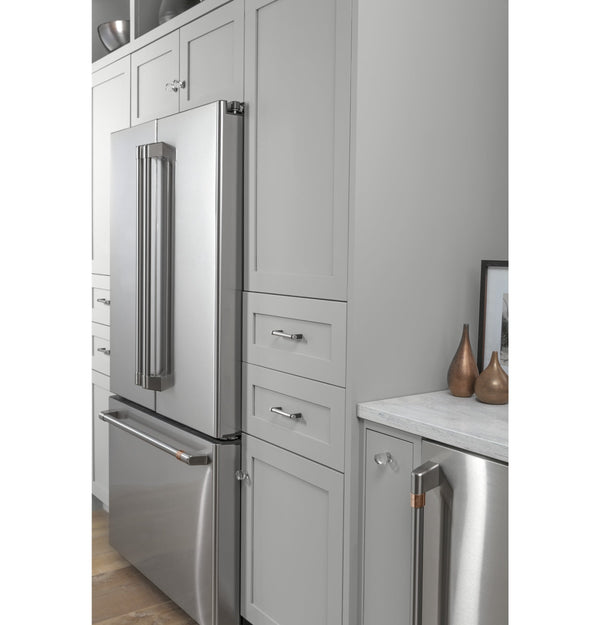 Cafe Counter-Depth 23.1-cu ft 3 -Door Smart Compatible French Door Refrigerator with Ice Maker with Water Dispenser ( Stainless Steel ) ENERGY STAR Certified